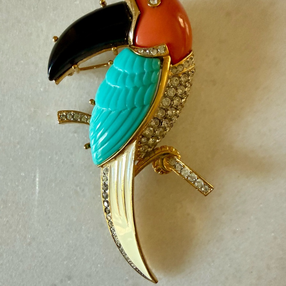 Kenneth Jay Lane Multicolor Toucan Brooch